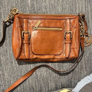 MICHAEL Michael Kors Tan Leather Crossbody Bag with Gold Hardware